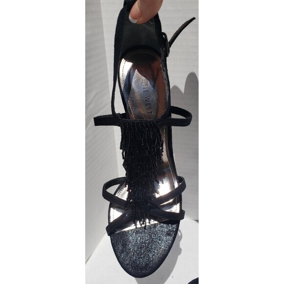 Nine West Black Strappy High Heels Size 7M w/Beaded Accents EUC R-SNOOKIE-X3 - Picture 7 of 10